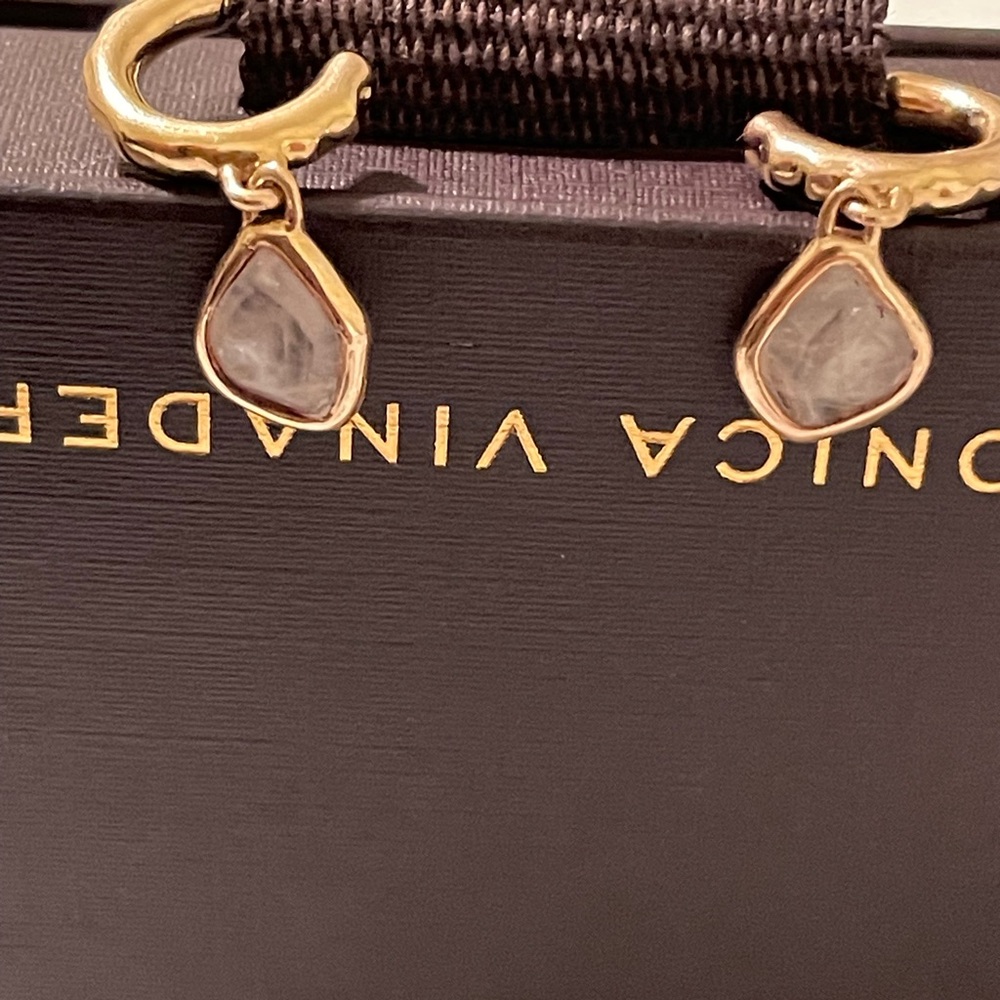 MONICA VINADER rose gold pink quartz nugget Earrings
